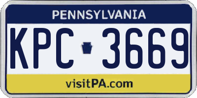 PA license plate KPC3669