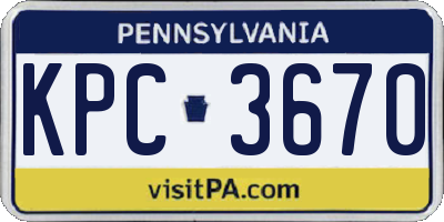 PA license plate KPC3670