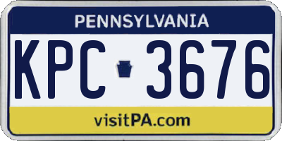 PA license plate KPC3676