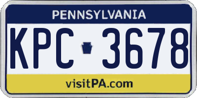 PA license plate KPC3678