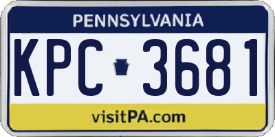 PA license plate KPC3681