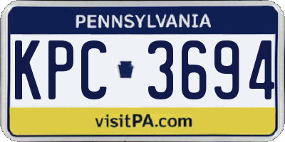 PA license plate KPC3694