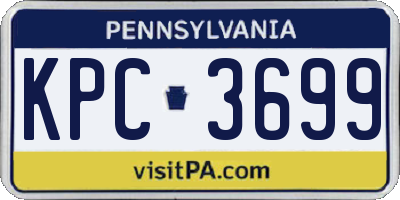 PA license plate KPC3699