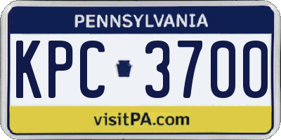 PA license plate KPC3700