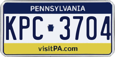 PA license plate KPC3704