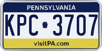 PA license plate KPC3707
