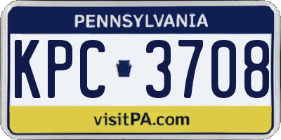 PA license plate KPC3708