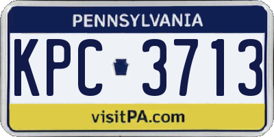 PA license plate KPC3713