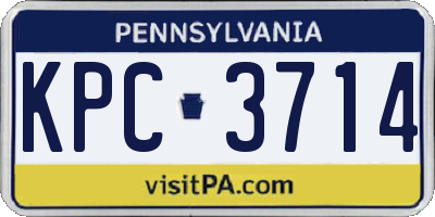 PA license plate KPC3714