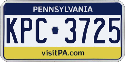 PA license plate KPC3725