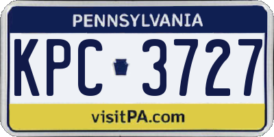PA license plate KPC3727
