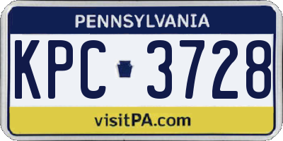 PA license plate KPC3728