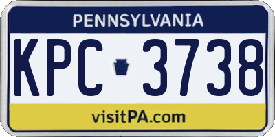 PA license plate KPC3738