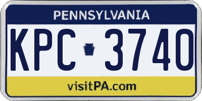 PA license plate KPC3740