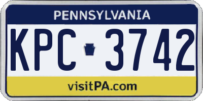 PA license plate KPC3742