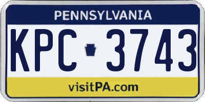 PA license plate KPC3743