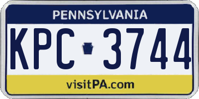 PA license plate KPC3744