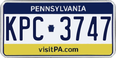 PA license plate KPC3747