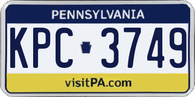 PA license plate KPC3749