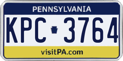 PA license plate KPC3764