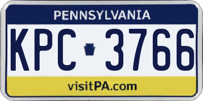 PA license plate KPC3766