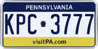 PA license plate KPC3777