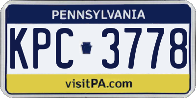 PA license plate KPC3778