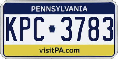 PA license plate KPC3783