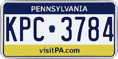PA license plate KPC3784