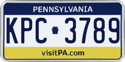 PA license plate KPC3789