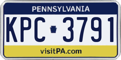 PA license plate KPC3791