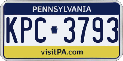 PA license plate KPC3793
