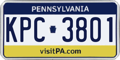 PA license plate KPC3801