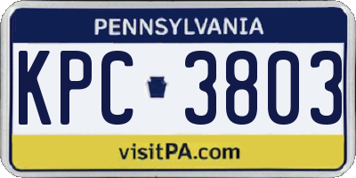 PA license plate KPC3803