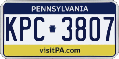 PA license plate KPC3807