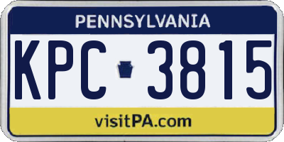 PA license plate KPC3815