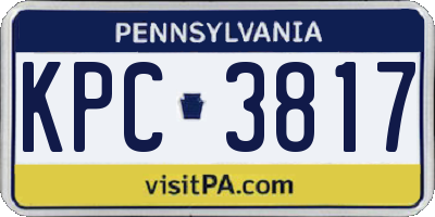 PA license plate KPC3817