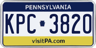 PA license plate KPC3820