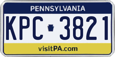 PA license plate KPC3821