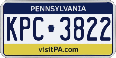 PA license plate KPC3822
