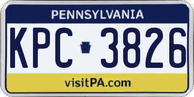 PA license plate KPC3826