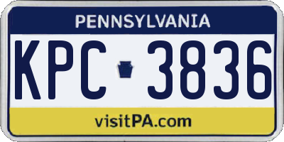 PA license plate KPC3836