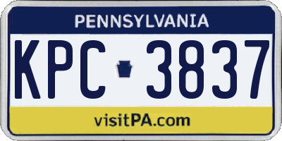 PA license plate KPC3837