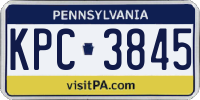 PA license plate KPC3845