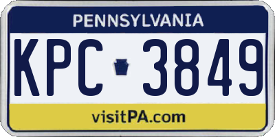 PA license plate KPC3849