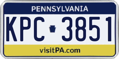 PA license plate KPC3851