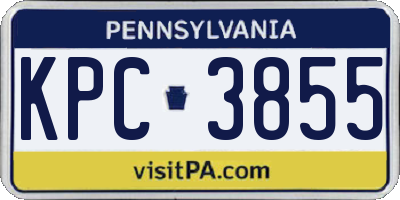 PA license plate KPC3855