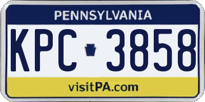 PA license plate KPC3858
