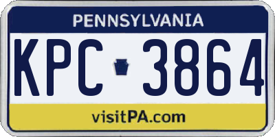 PA license plate KPC3864
