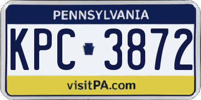 PA license plate KPC3872
